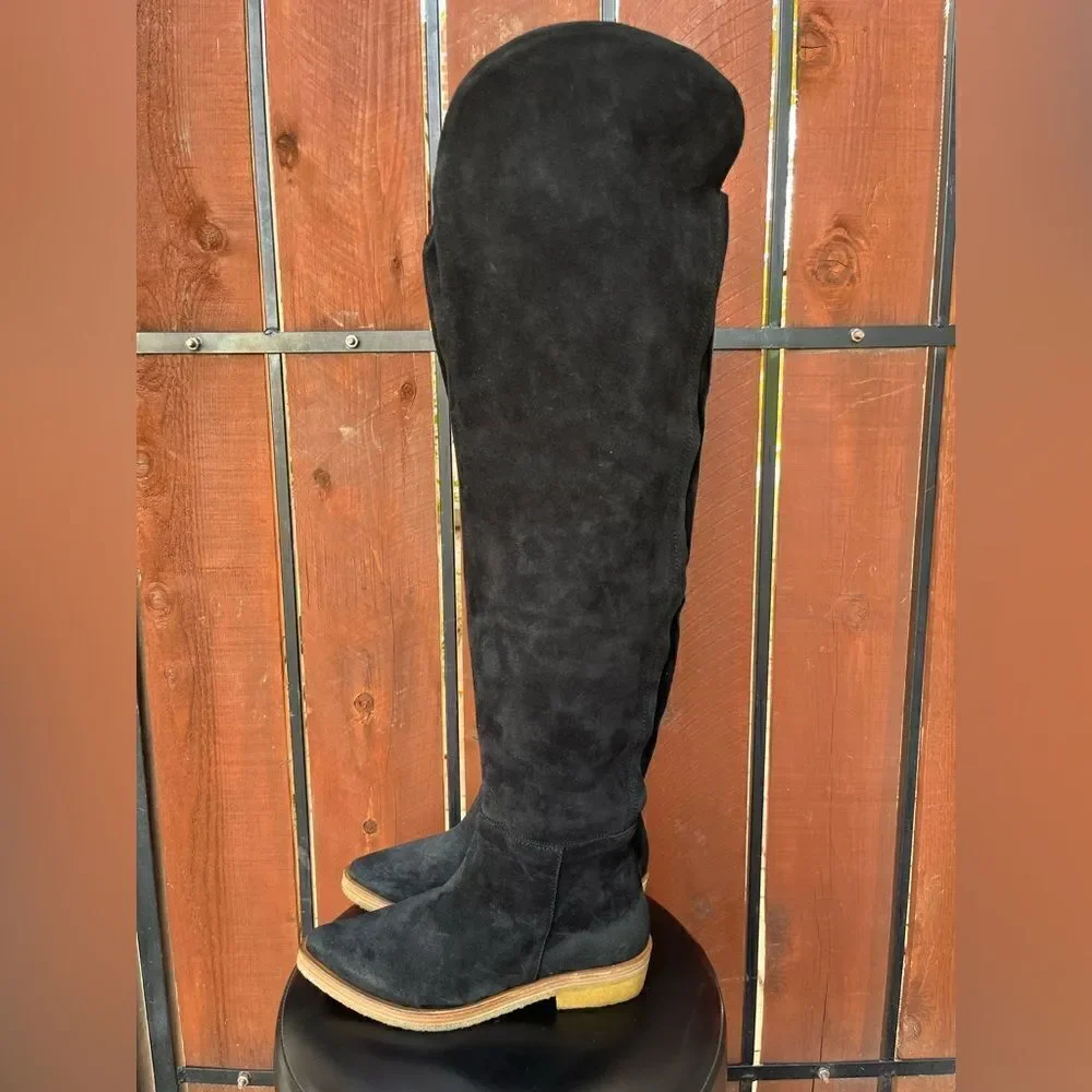 Free People Banks Over-The-Knee Boots Black Suede 36.5